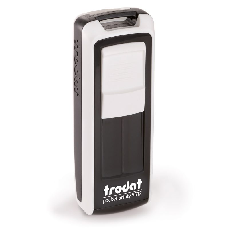 TRODAT Pocket Printy 9512 – Gehäuse weiß, Abdruckfarbe schwarz