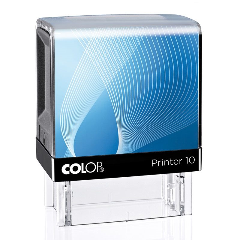 COLOP Printer 10 – Gehäuse schwarz, Abdruckfarbe blau