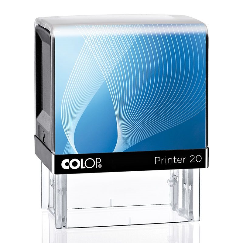COLOP Printer 20 – Gehäuse schwarz, Abdruckfarbe blau