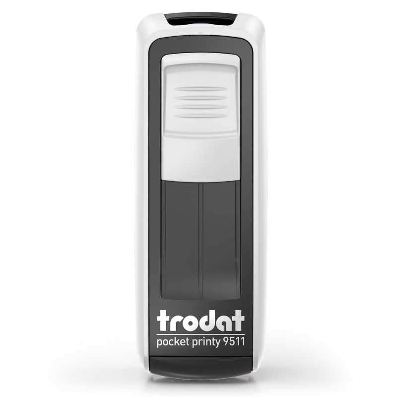 TRODAT Pocket Printy 9511 – Gehäuse weiß, Abdruckfarbe schwarz