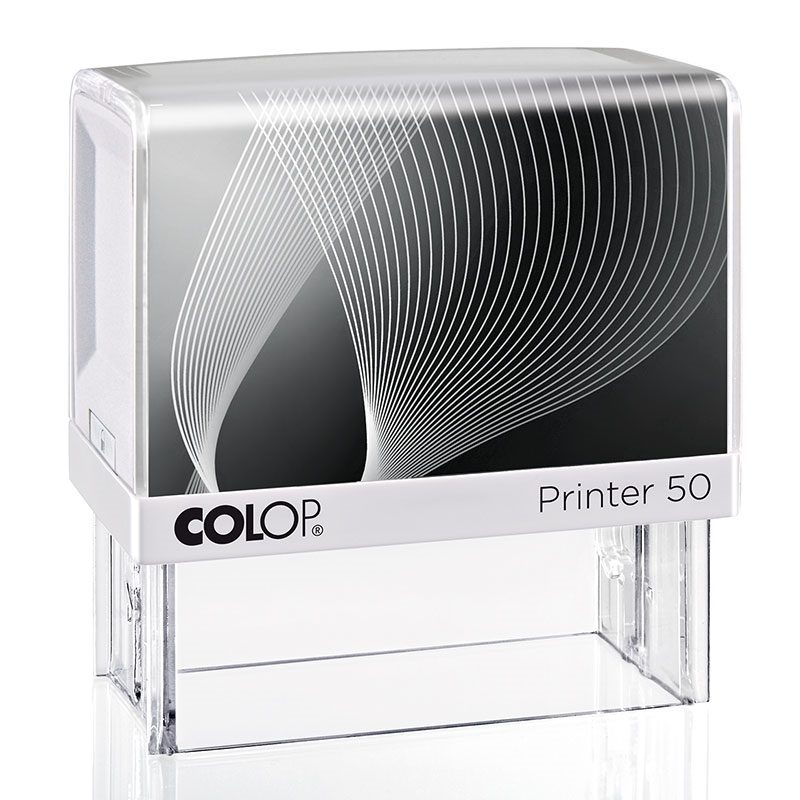 COLOP Printer 50 – Gehäuse weiß, Abdruckfarbe schwarz