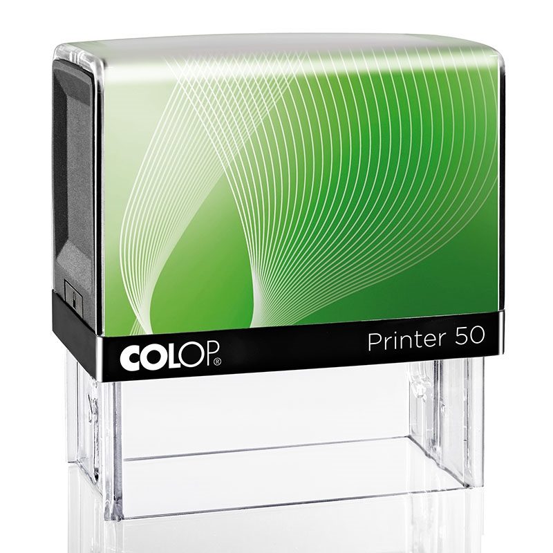 COLOP Printer 50 – Gehäuse schwarz, Abdruckfarbe grün