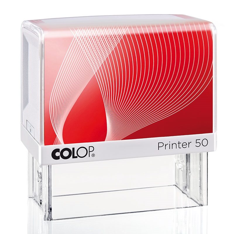 COLOP Printer 50 – Gehäuse weiß, Abdruckfarbe rot