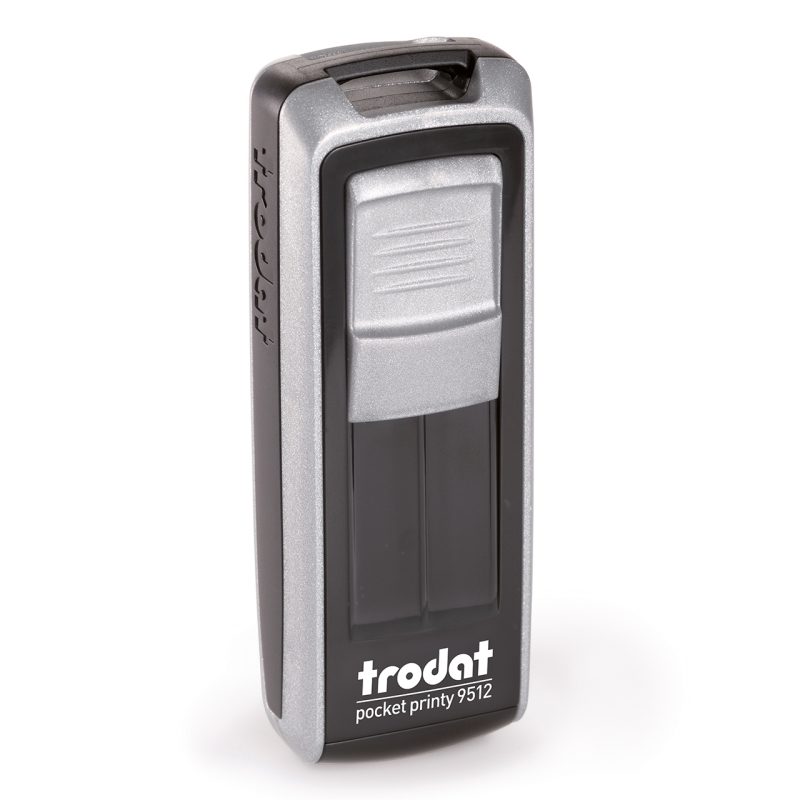 TRODAT Pocket Printy 9512 – Gehäuse silber, Abdruckfarbe schwarz