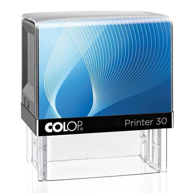 COLOP Printer 30 – Gehäuse schwarz, Abdruckfarbe blau